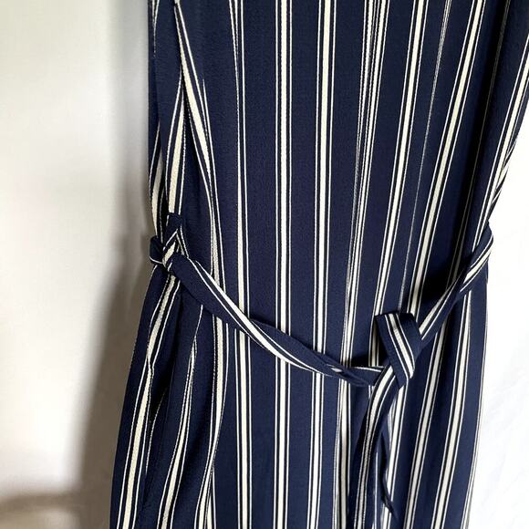 Ambiance Navy Blue White Striped Jumpsuit - Women's Large - Picture 4 of 10
